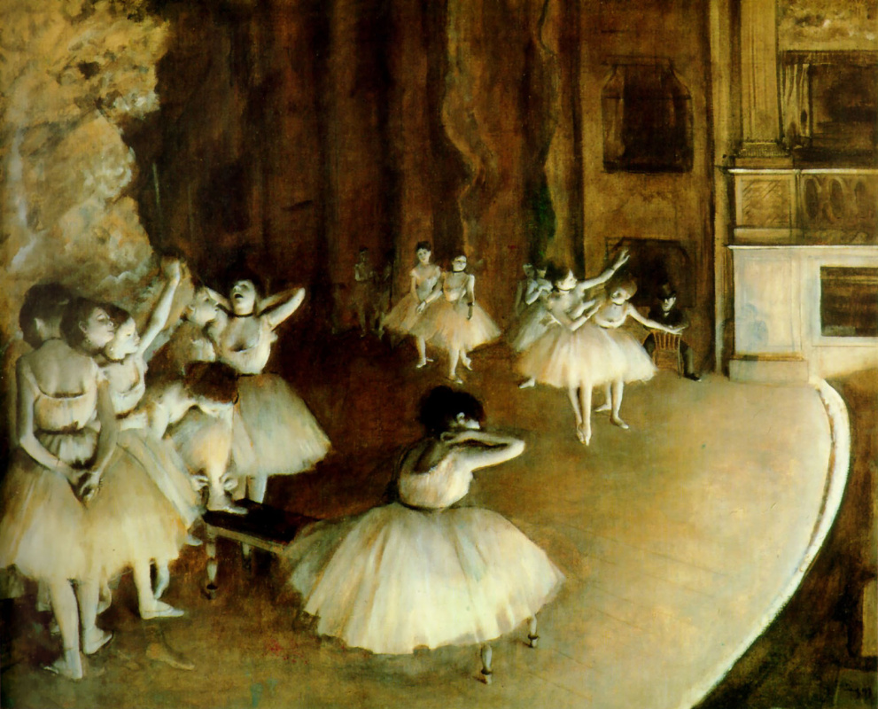 Edgar Degas. Dress rehearsal of the ballet on stage