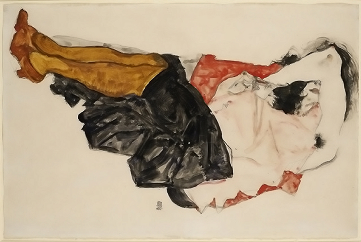 Egon Schiele. Woman hiding his face