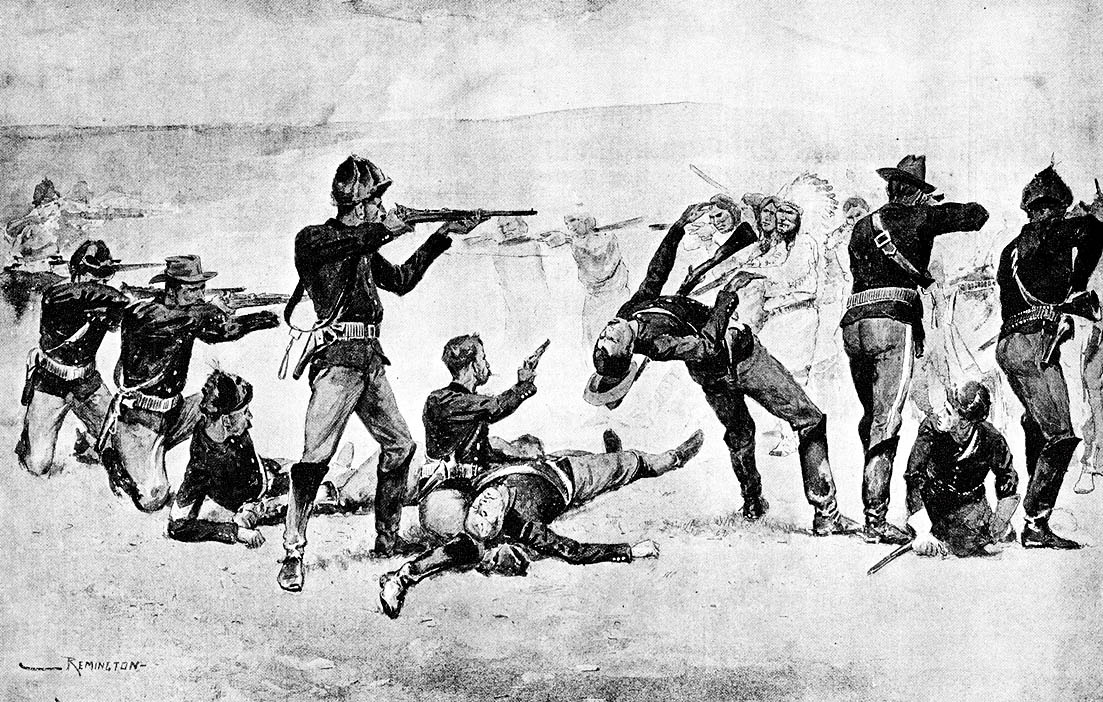 Frederick Remington. Open battle in Wounded knee