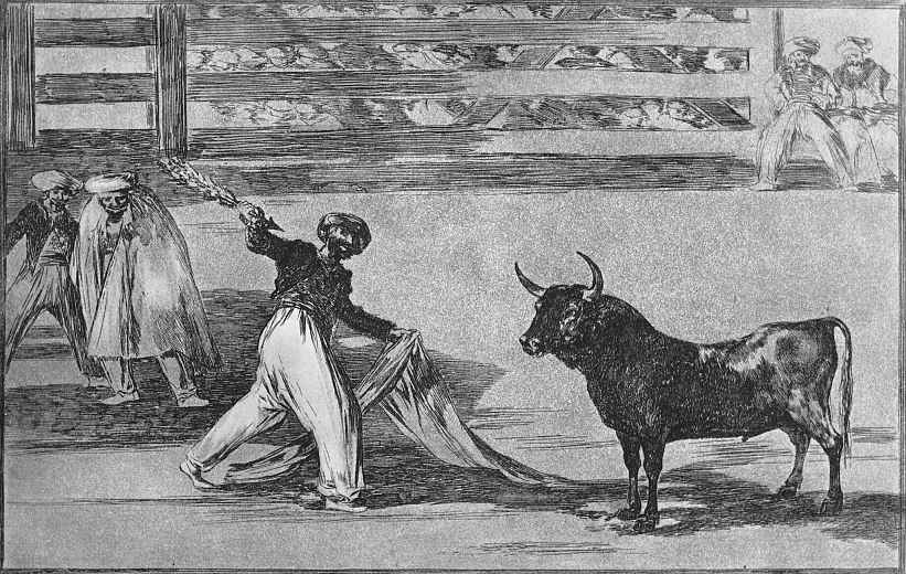 Francisco Goya. A series of "Tauromachia" worksheet 05: the Brave moor Gazul was the first who fought against bulls according to the rules