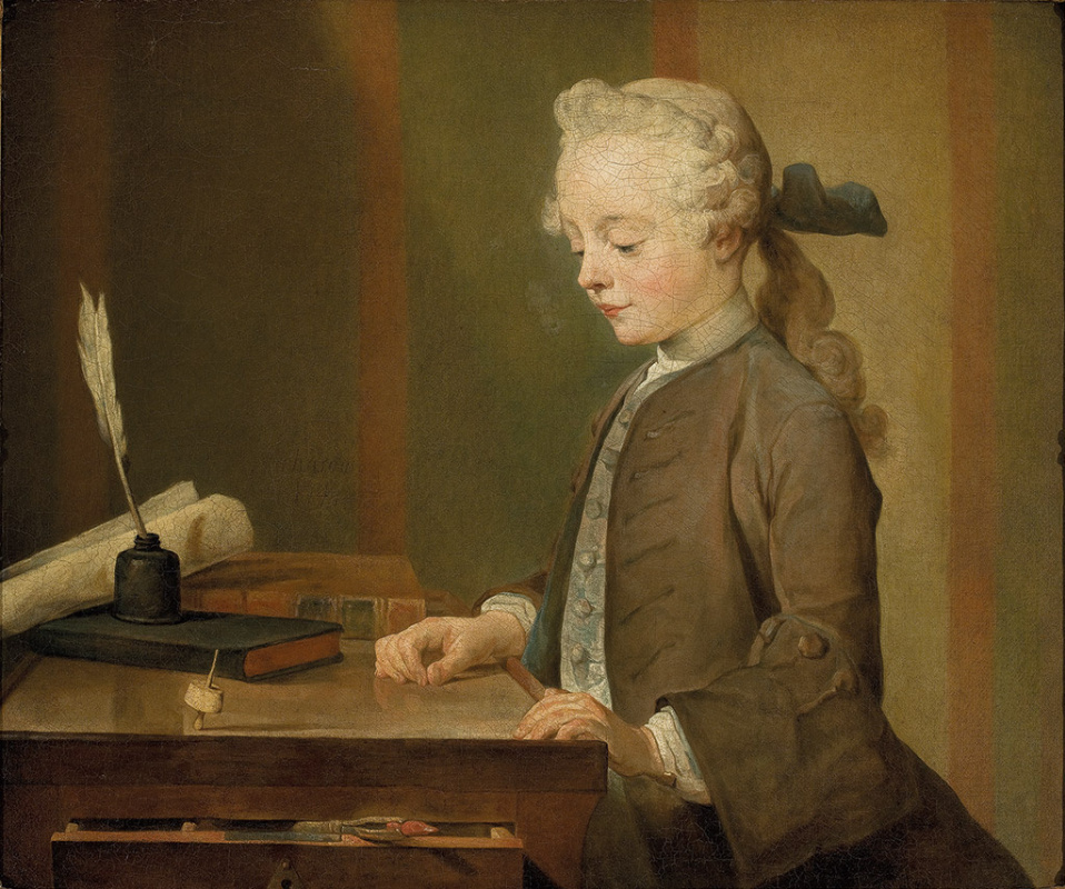 Jean Baptiste Simeon Chardin. The boy with the top. Portrait of Auguste Gabriel Godefroy II