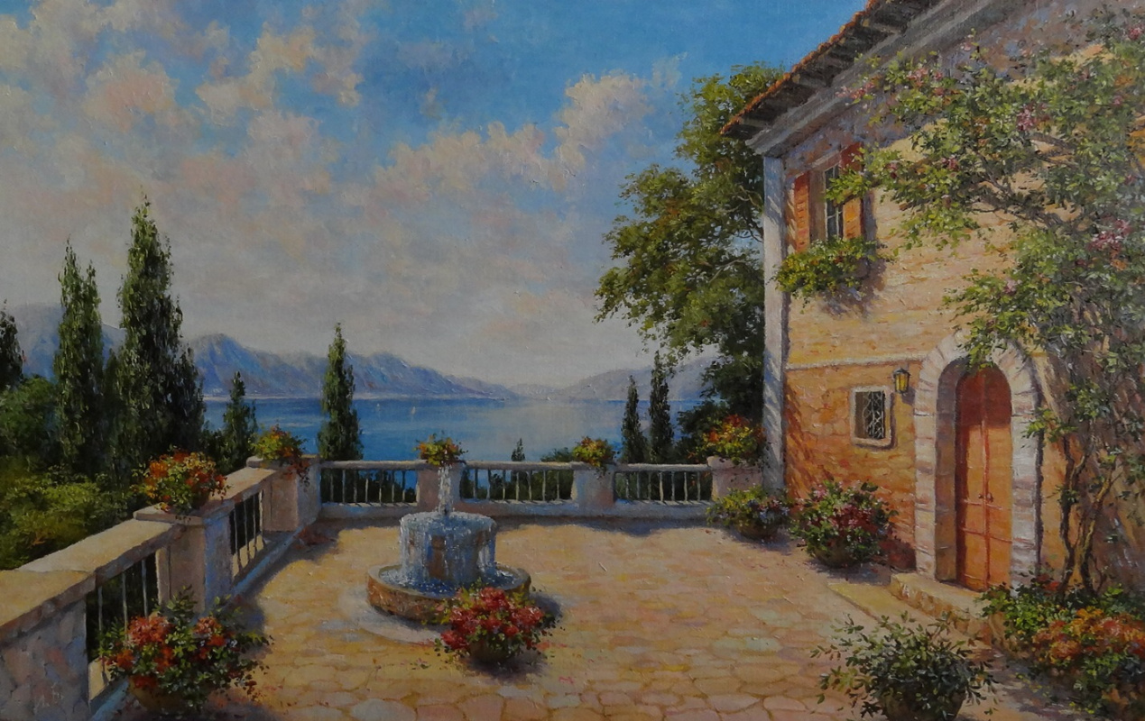 Irina Nikolaevna Borisova. Southern landscape with a fountain.