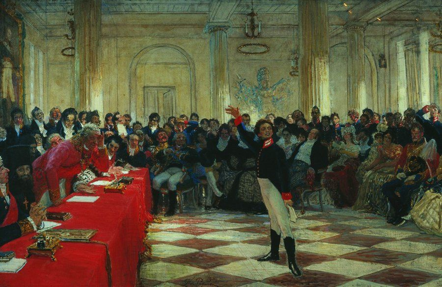 Ilya Efimovich Repin. Pushkin on the act in the Lyceum on January 8, 1815