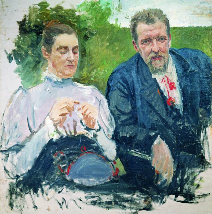 Andrei Petrovich Ryabushkin. Portrait of I. F, Tyumenev and his wife. 1890s