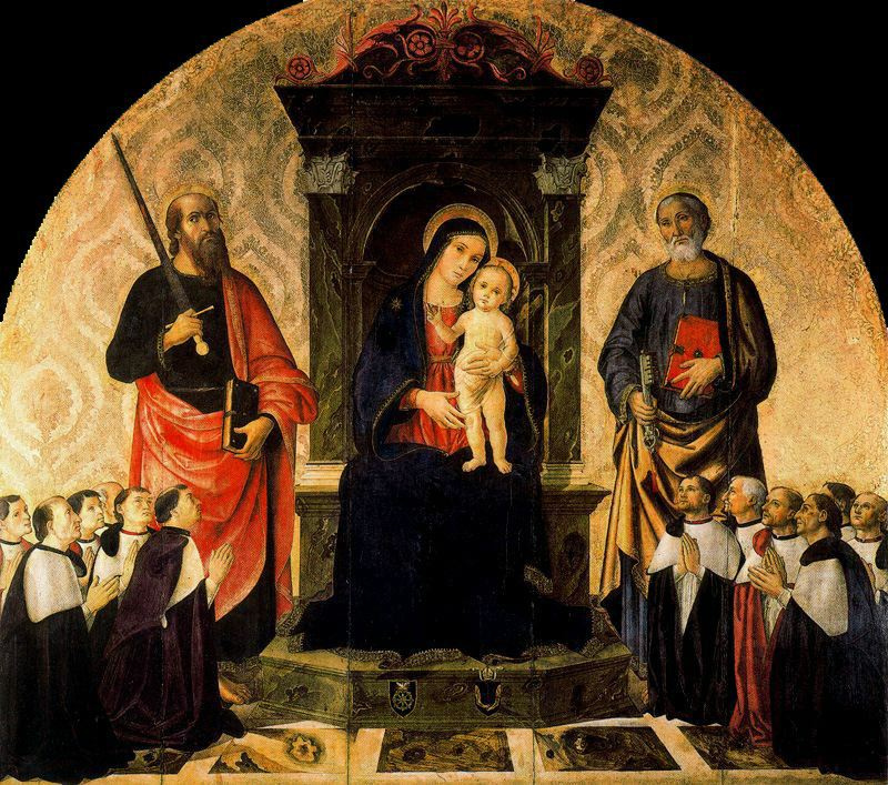 Antoniozzo Romano. Mary with child, saints Peter and Paul and the 12 masters of the Company