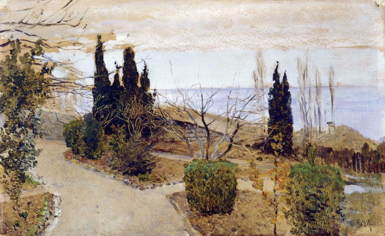 Isaac Levitan. Garden in Yalta. Cypress