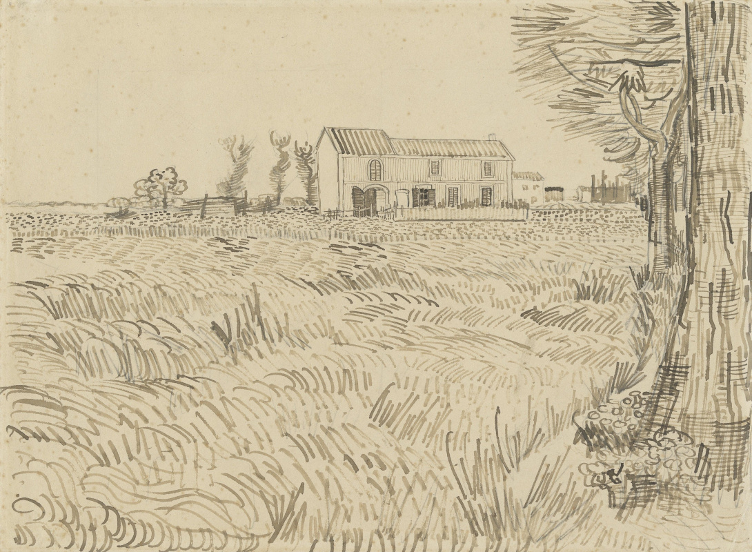 Vincent van Gogh. Bauernhof auf einem Weizengebiet