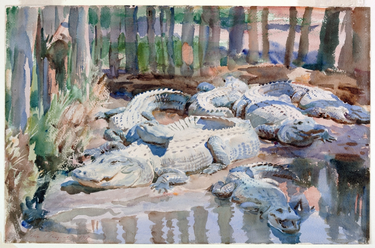 John Singer Sargent. Alligators in the swamp