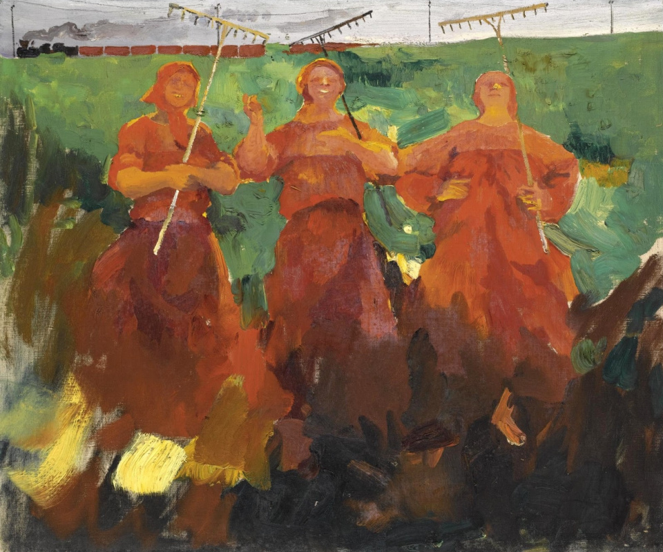 Filipp Andreevich Malyavin. Three peasant women with a rake