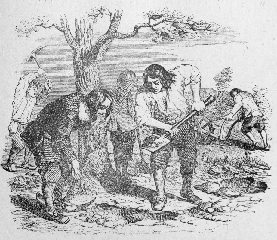 Jean Ignace Isidore Gérard Grandville. Plowman and his sons. Illustrations to the fables of Jean de Lafontaine