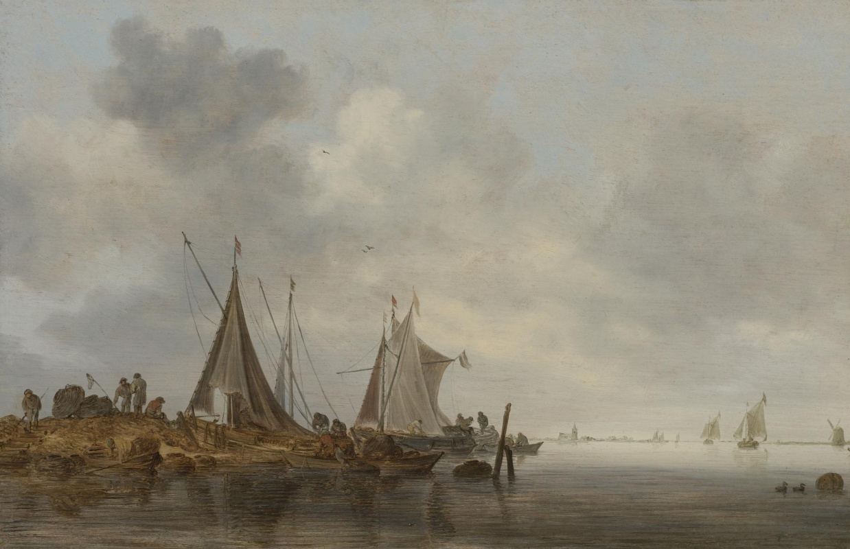 Jan van Goyen. Fishing boats in the shallows