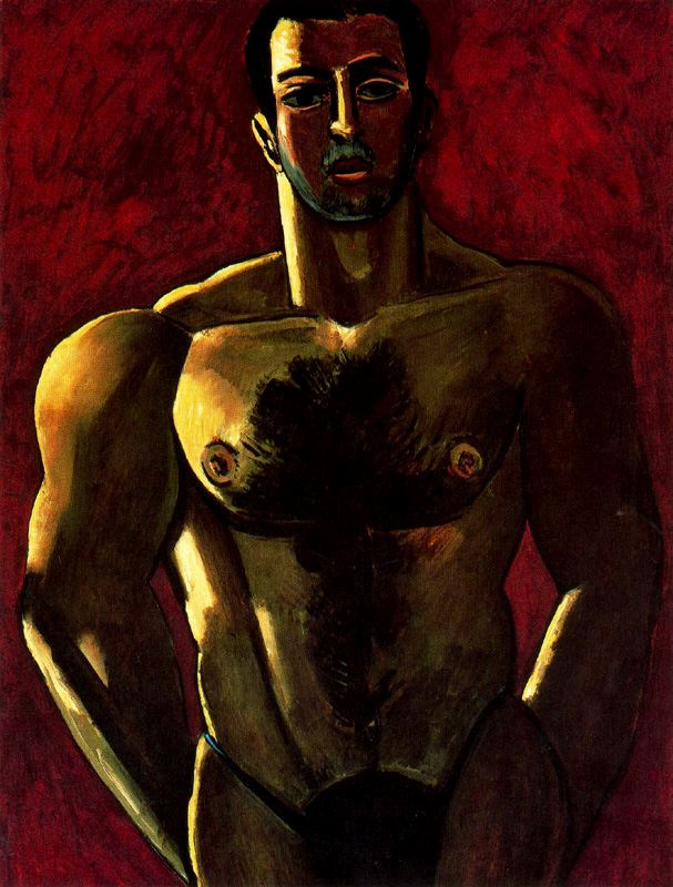 Marsden Hartley. A man with a naked torso