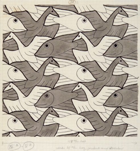 Maurits Cornelis Escher. Bird, Fish (No. 34B)