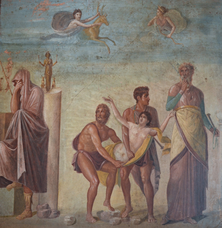 Masterpieces of unknown artists. The Sacrifice Of Iphigenia. Fresco from Pompeii (House of the Tragic poet)