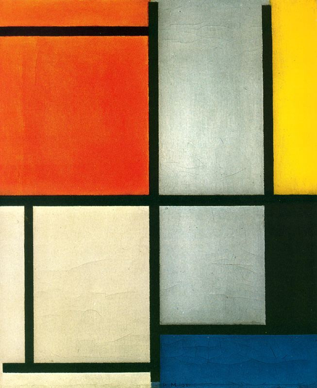 Piet Mondrian. Composition No. 3 with orange-red, yellow, black and grey