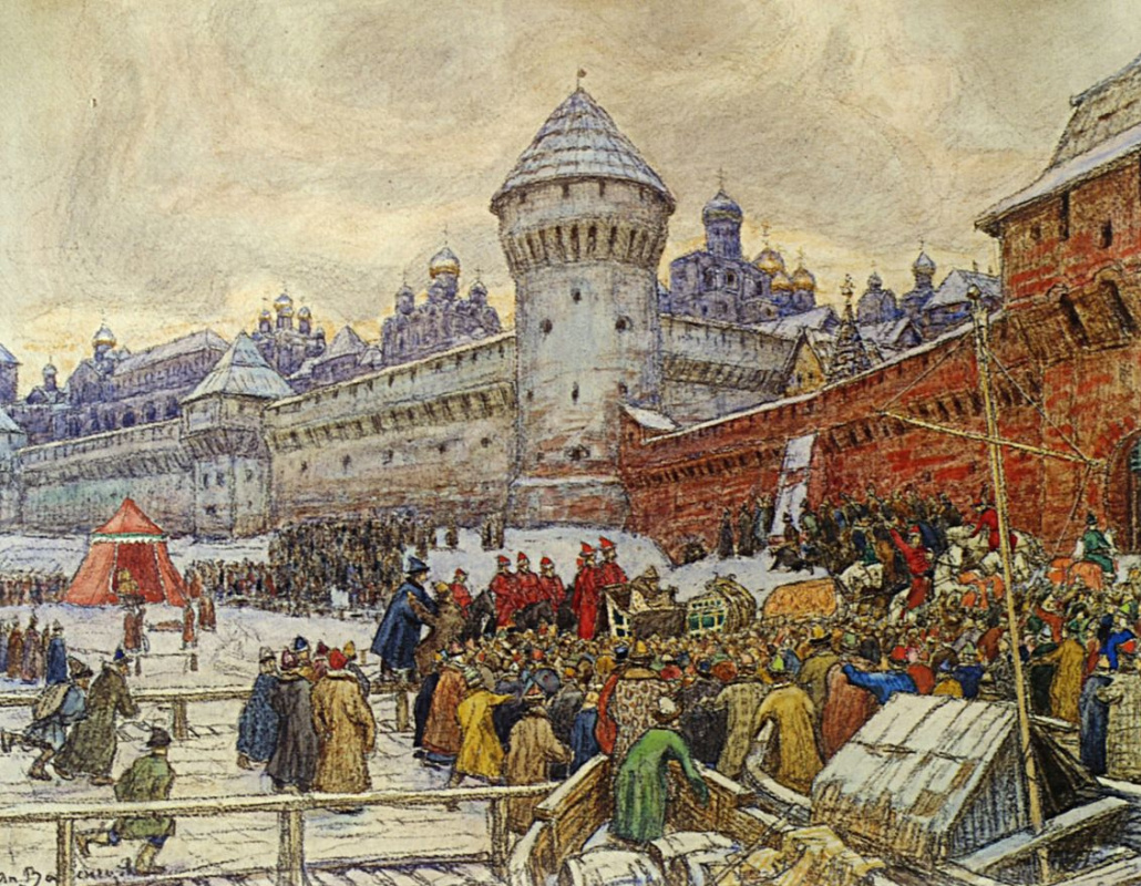 Aprendiz Vasnetsov. Old Moscow. Departure after a fist fight