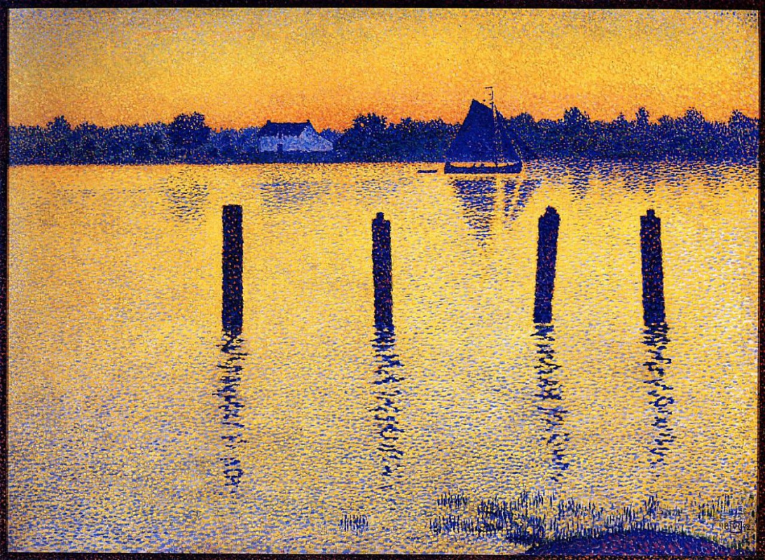 Theo van Rysselberghe. Boats on the river Scheldt