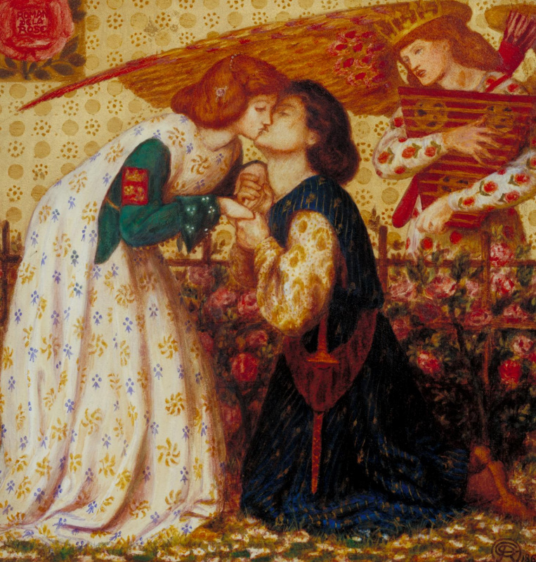 Dante Gabriel Rossetti. Kiss from a Rose (Rose garden)