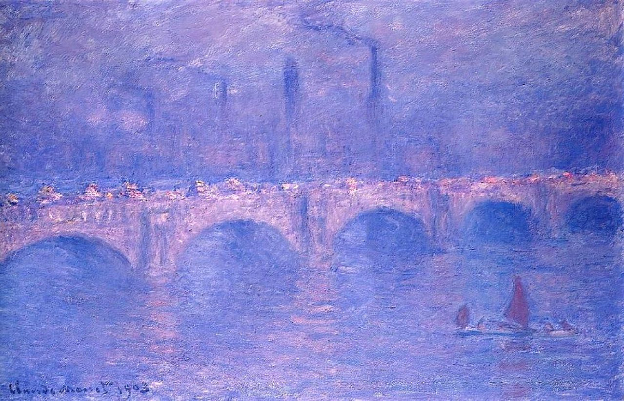 Waterloo bridge, misty sunshine, 1903, 101×65 cm by Claude Monet