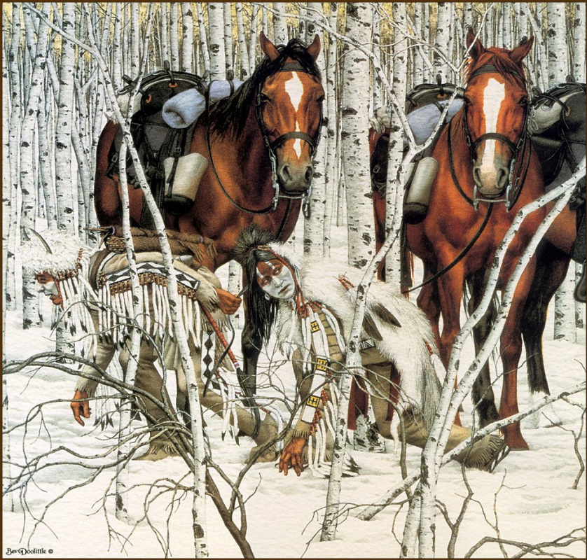 Bev Doolittle. Two Indian horses