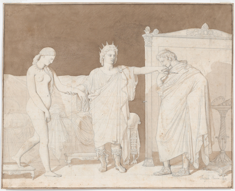 Jean Auguste Dominique Ingres. Alexander the Great introduces Kampaspu with the painter Apelles