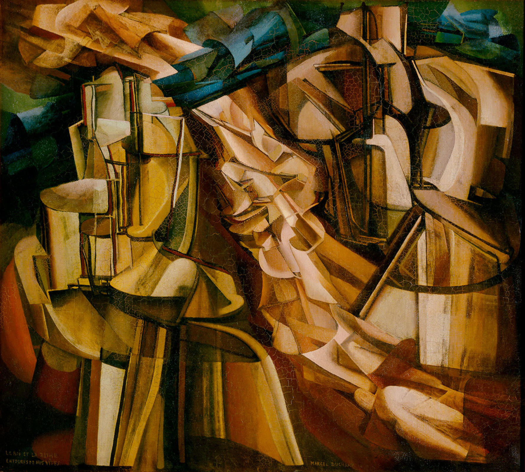 Marcel Duchamp El rey y la reina rodeados de rápidos cuerpos desnudos.,  1912, 129×115 cm: Descripción de la obra | Arthive