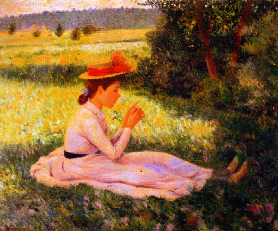 Federico Zandomeneghi. Stay in the meadow (Girl in field)