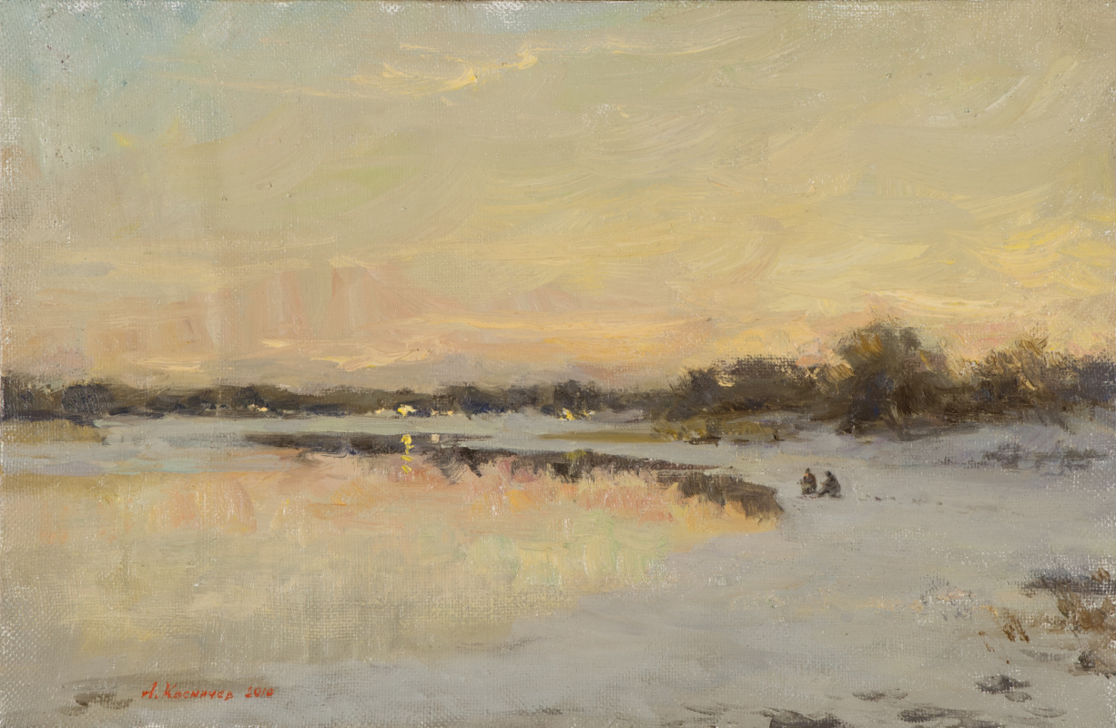 Alexander Evgenievich Kosnichev. Sunset. The River Msta