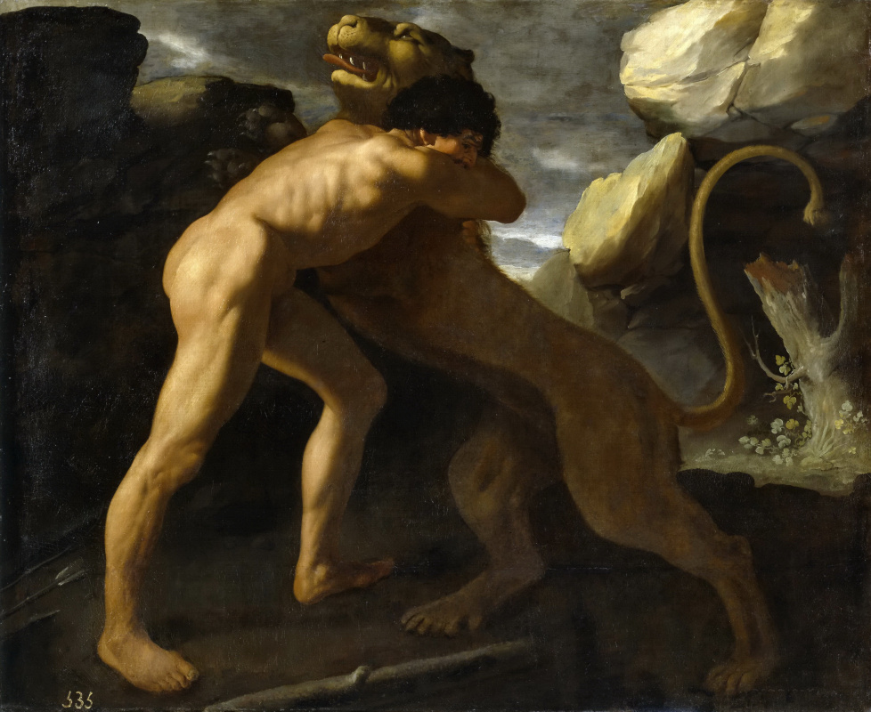 Francisco de Zurbaran. The struggle of Hercules with the Nemean lion