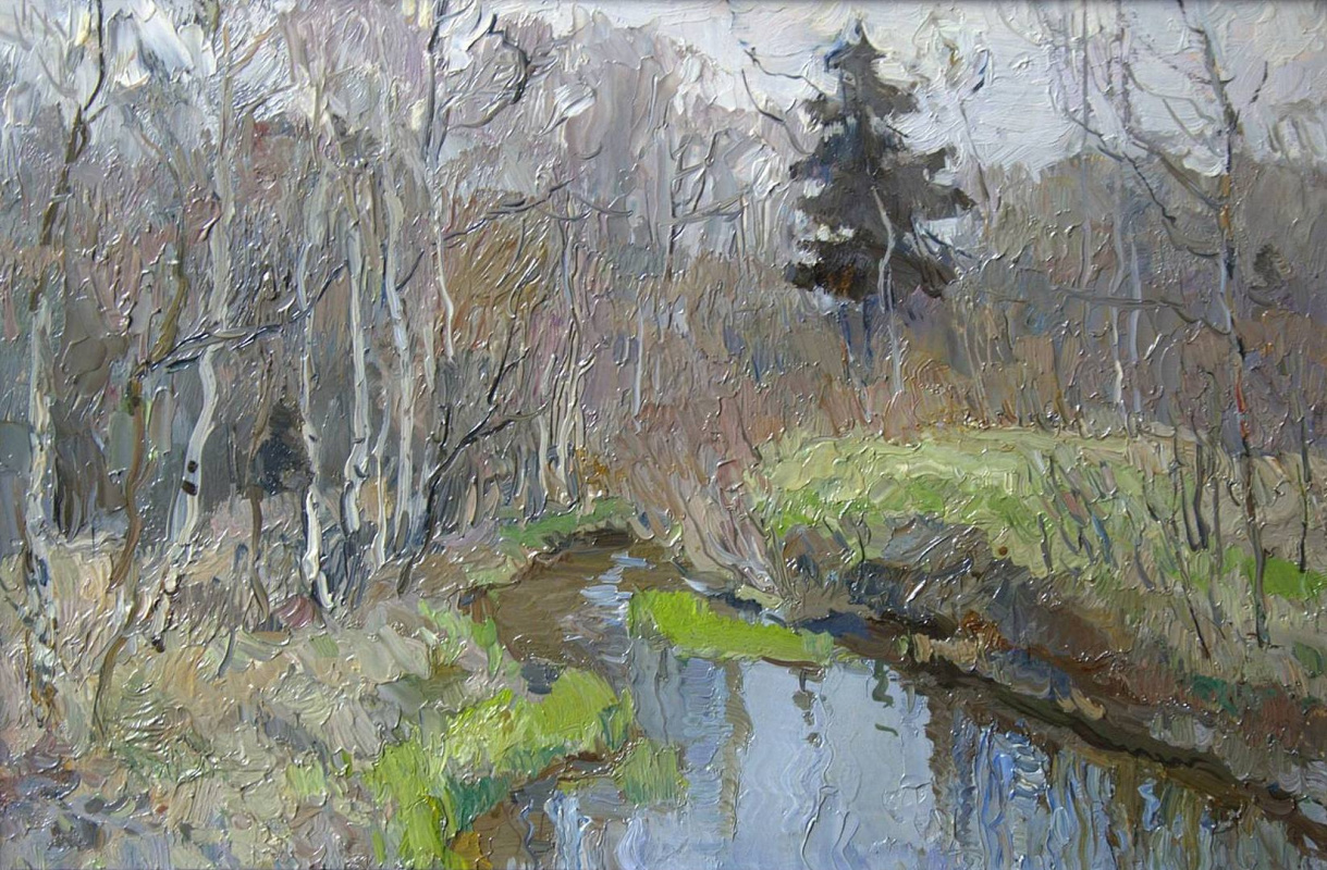 Boris Petrovich Zakharov. The April brook. Elk Island. Etude.