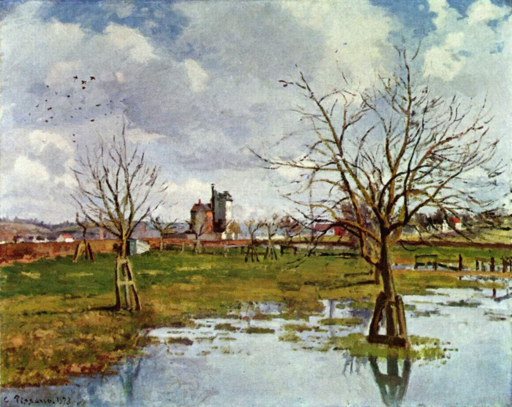 Camille Pissarro. Landscape with flooded fields