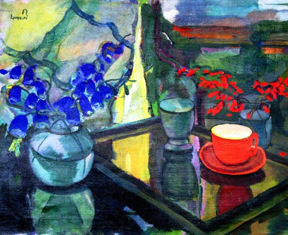 Adalbert Mikhailovich Erdeli. Still life with a red cup and bells