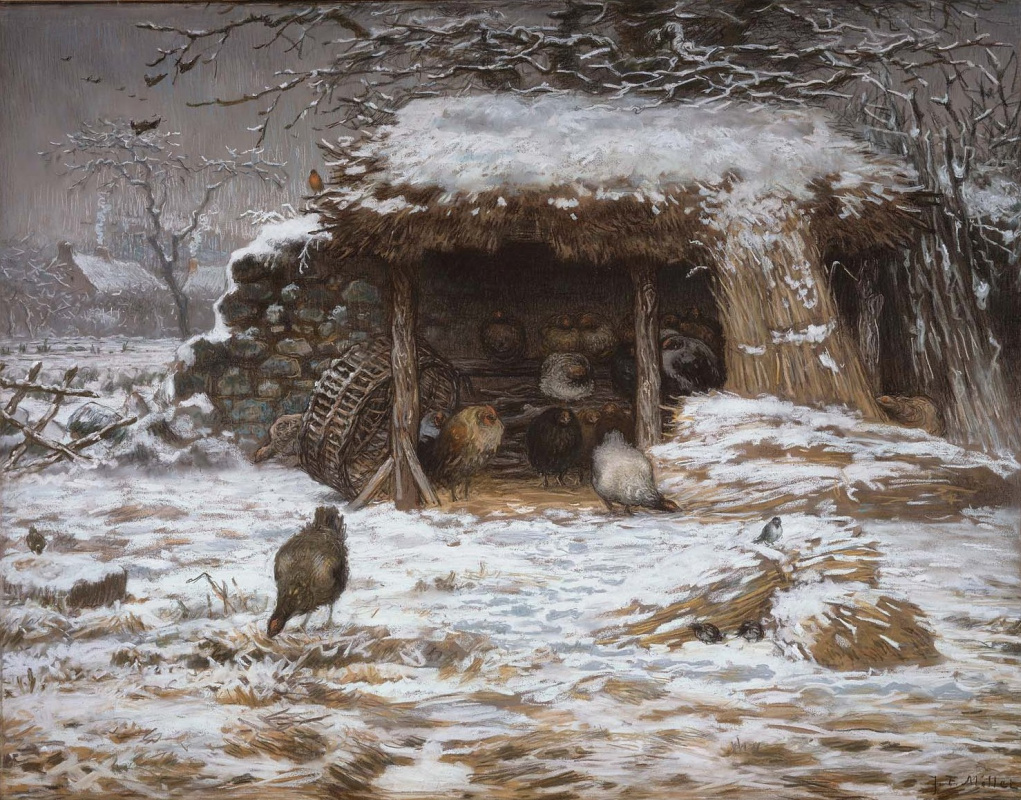 Jean-François Millet. Winter in the barnyard