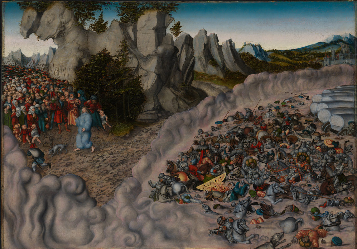 Lucas Cranach the Elder. The death of the army of Pharaoh in the Red sea