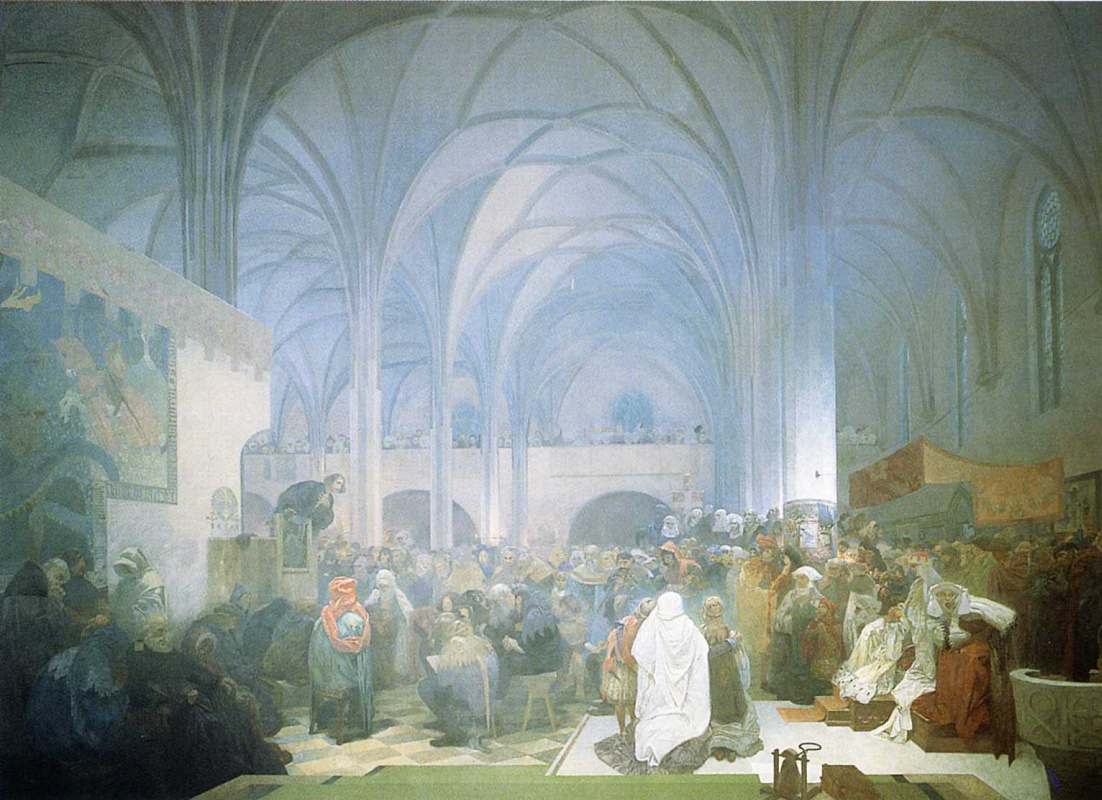 Alfonse Mucha. The preaching of Jan HUS in the Bethlehem chapel