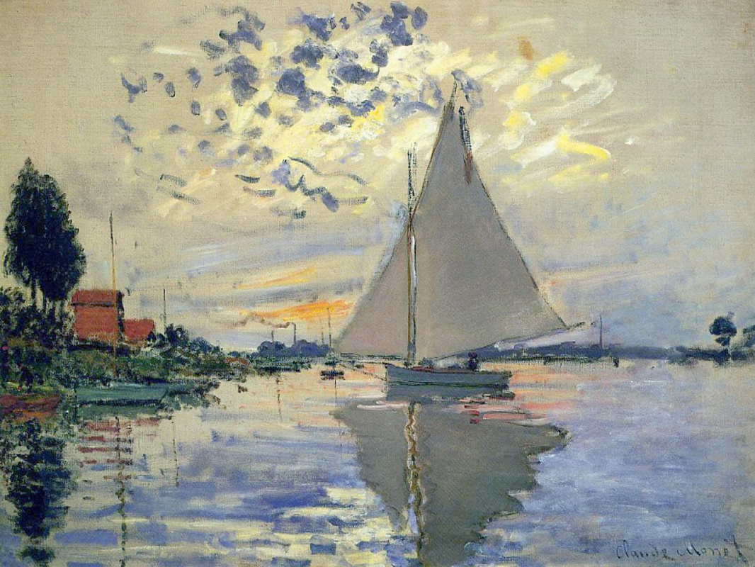 Claude Monet. Sailboat at Petit-Gennevilliers