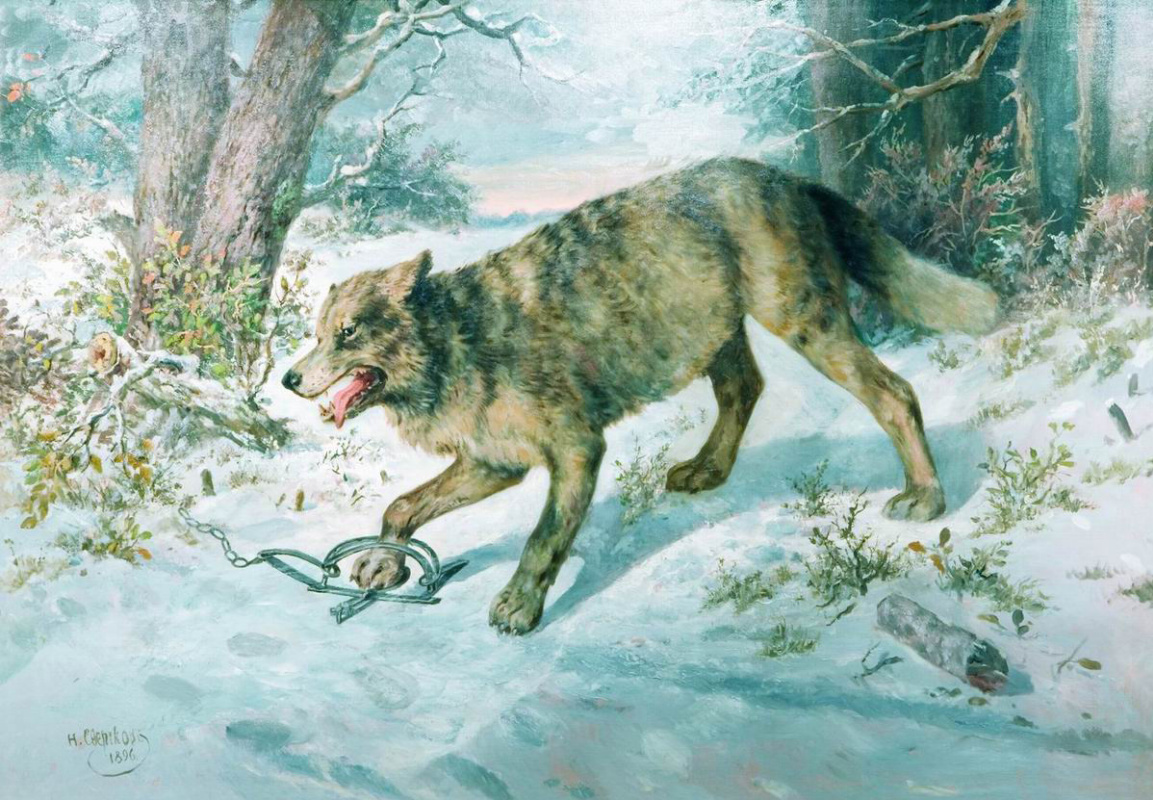 Nikolay Egorovich Sverchkov. Came across a wolf. 1896
