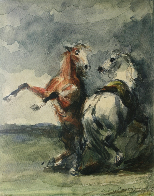 Konstantin Ivanovich Rudakov. 一对马