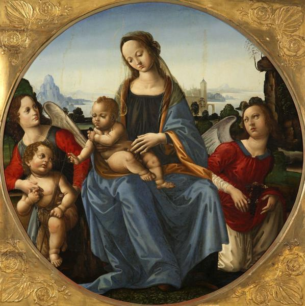 Madonna con Bambino, s. giovannino e angeli (officina di Cred)