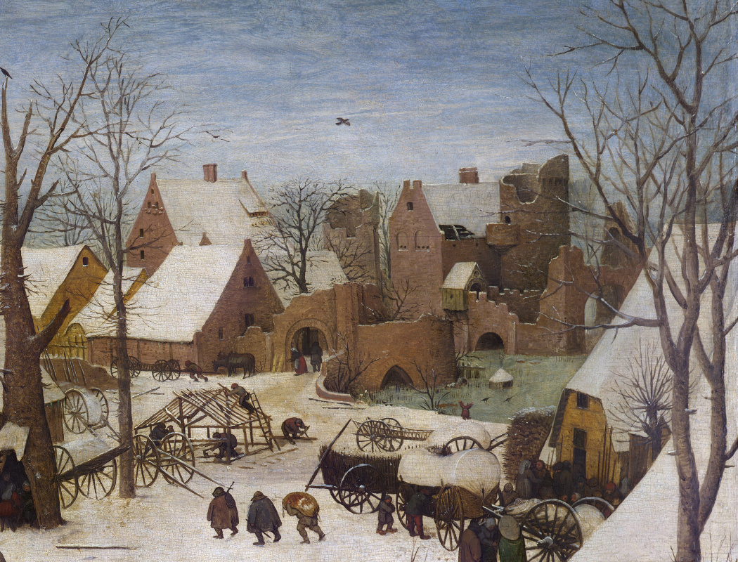 Pieter Bruegel The Elder. The census at Bethlehem. Fragment 2. Street and gate