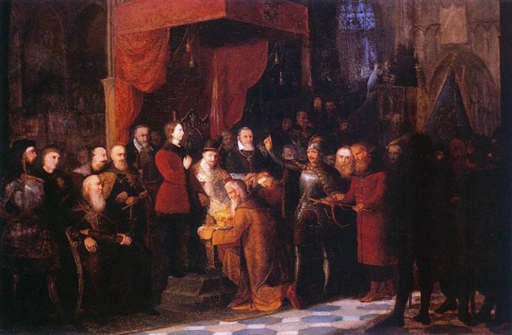 Le tsar capturé Vasily Shuisky au Sejm de Varsovie avant Sigmund III