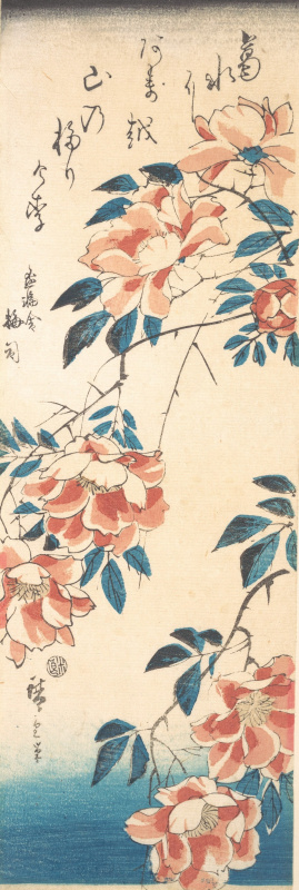 Utagawa Hiroshige. Wild roses on the river