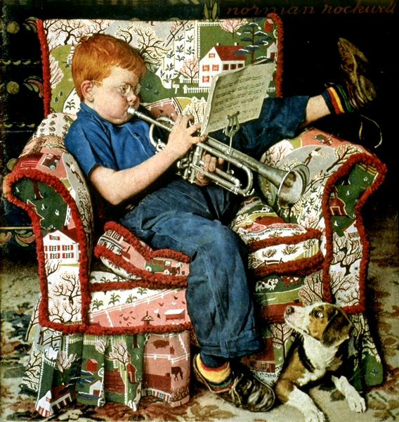 Norman Rockwell. Trumpet practice