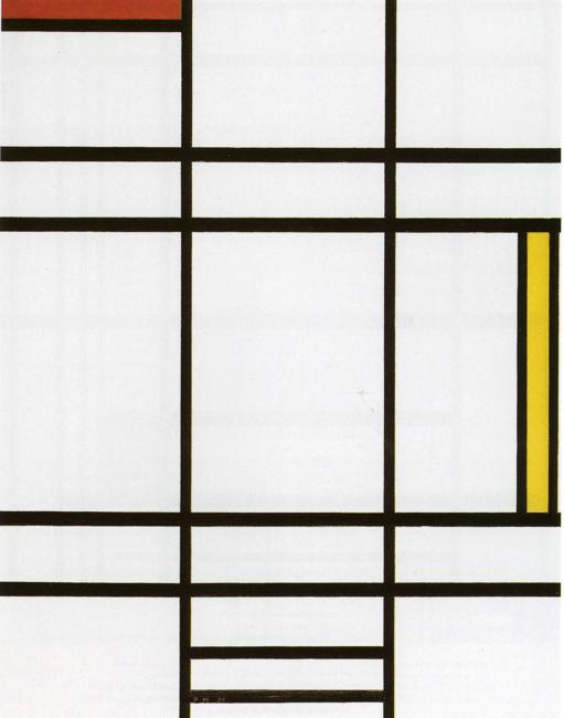 Piet Mondrian. Composición con amarillo y rojo.