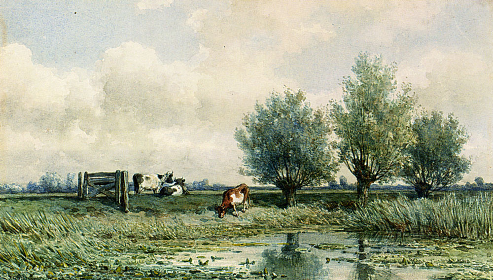 Willem Rulofs. Summer landscape with grazing cows