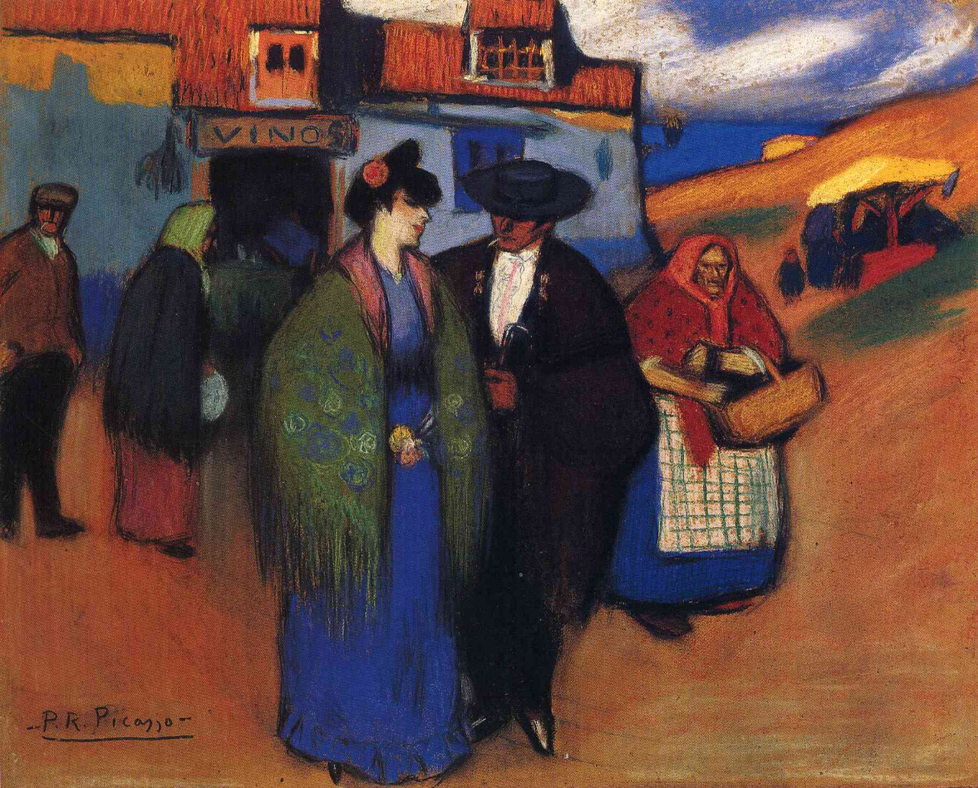Pablo Picasso Spanish couple in front of the hotel, 1900