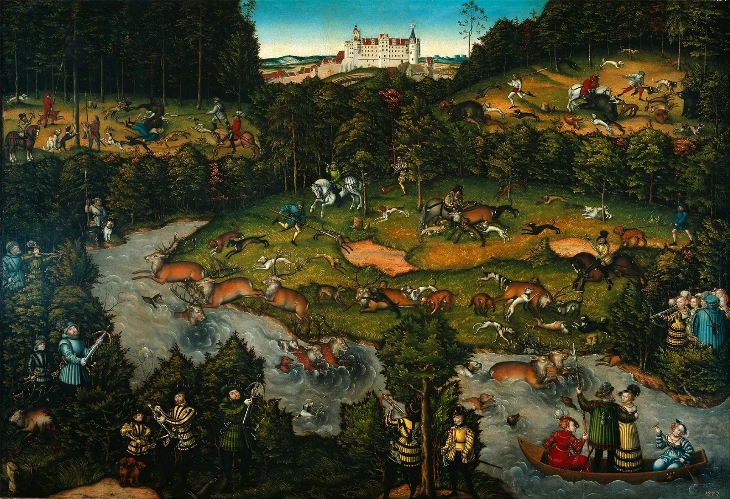 Lucas Cranach the Elder. Deer hunting near the castle Hartenfels