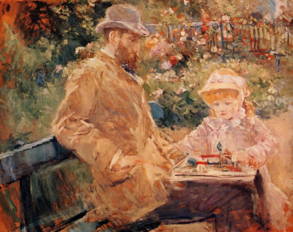 Berthe Morisot. Eugène Manet with his daughter at Bougival