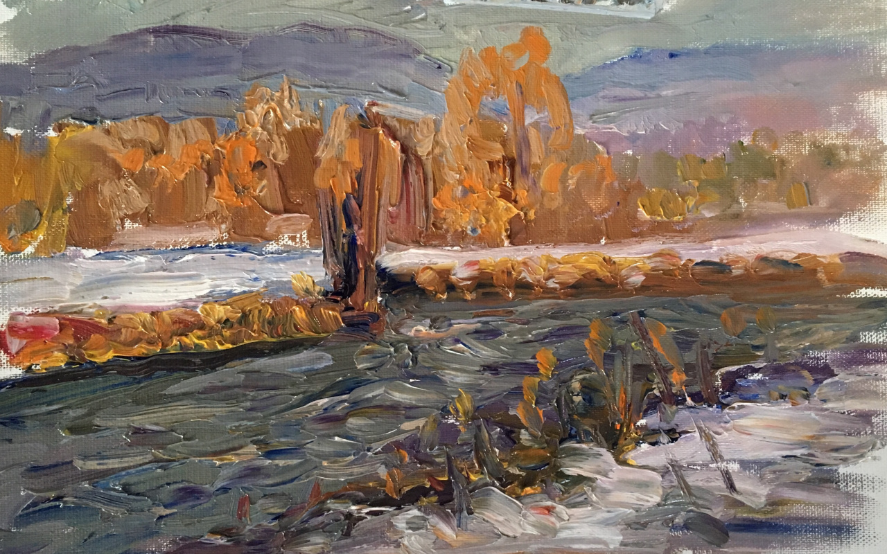 Victoria Malshakova. Sunset Mountain river.