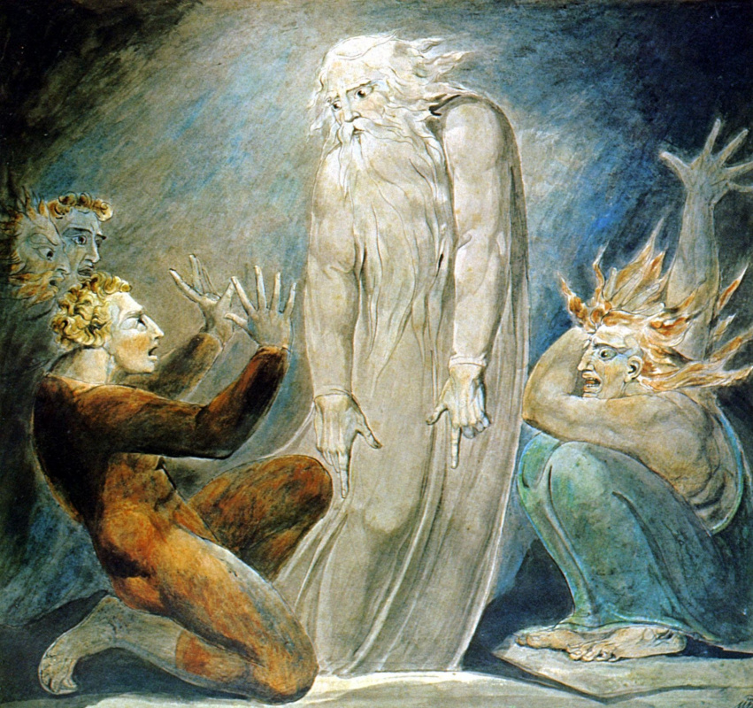 William Blake. Illustrations of the Bible. The Ghost of Samuel appearing to Saul